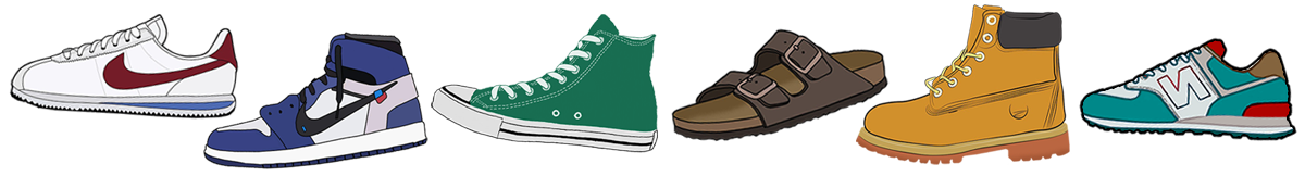 六种不同鞋子的插图